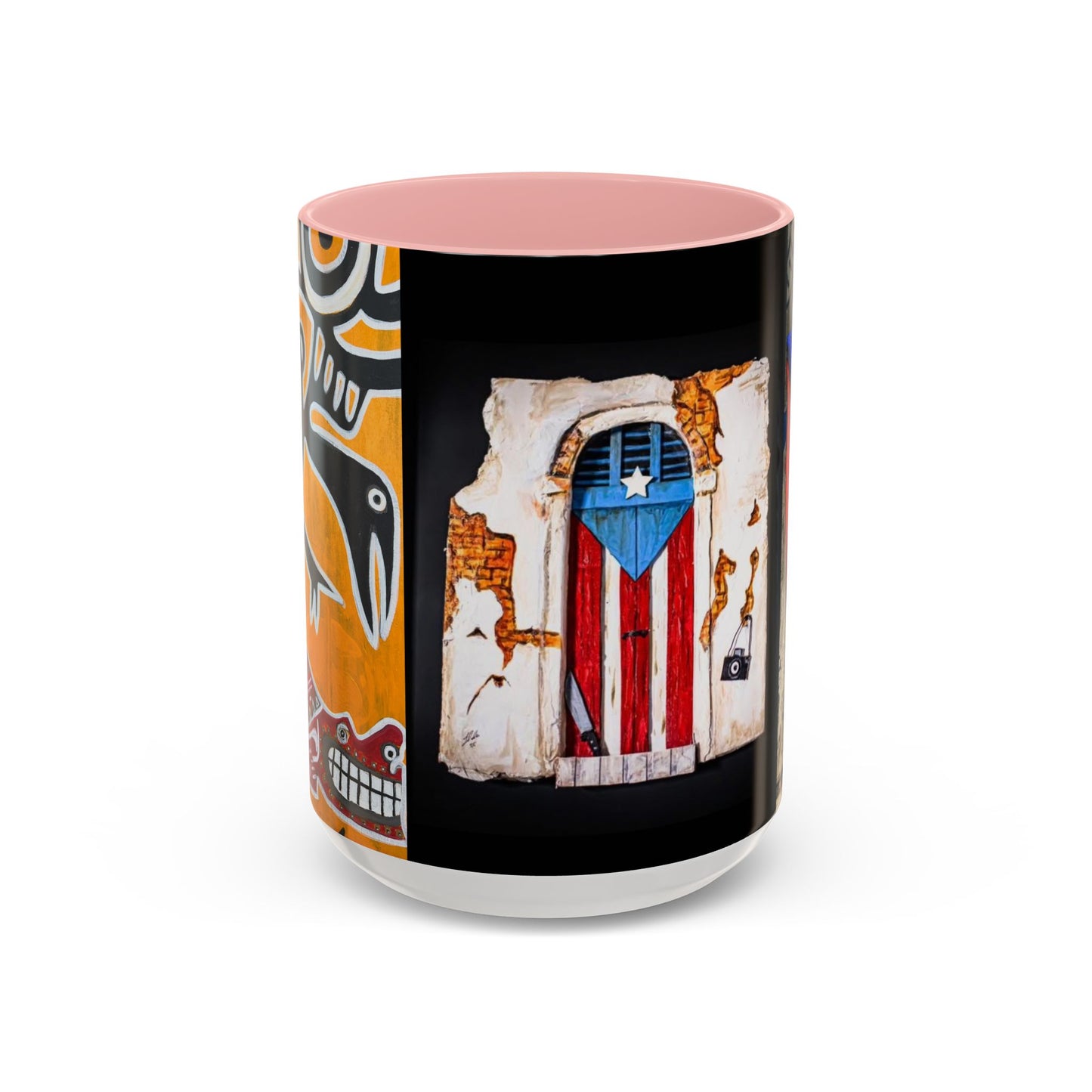 Puerto Rico Flag Coffee Mug — Rustic Street Art Accent Mug (11/15 oz)