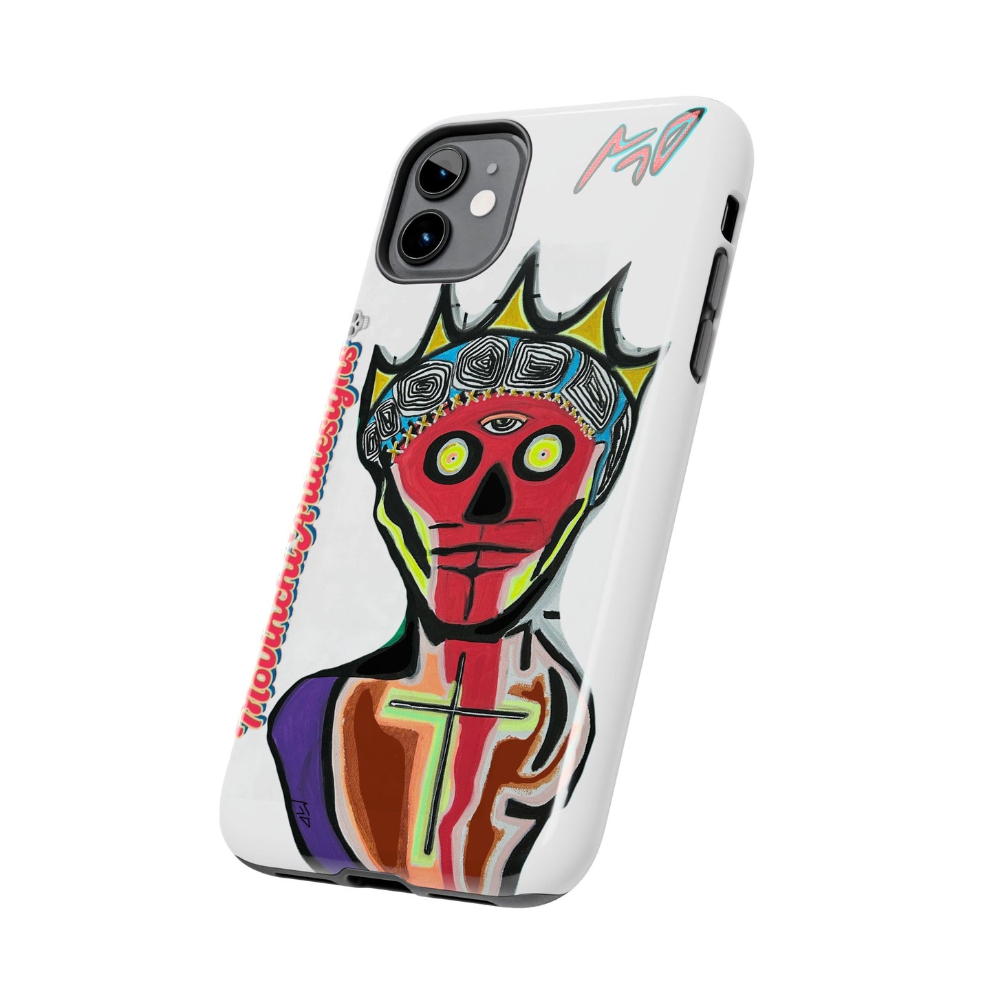 Artistic Crown KING GRAY  Skull Tough Phone Case — Colorful Abstract Guardian Design