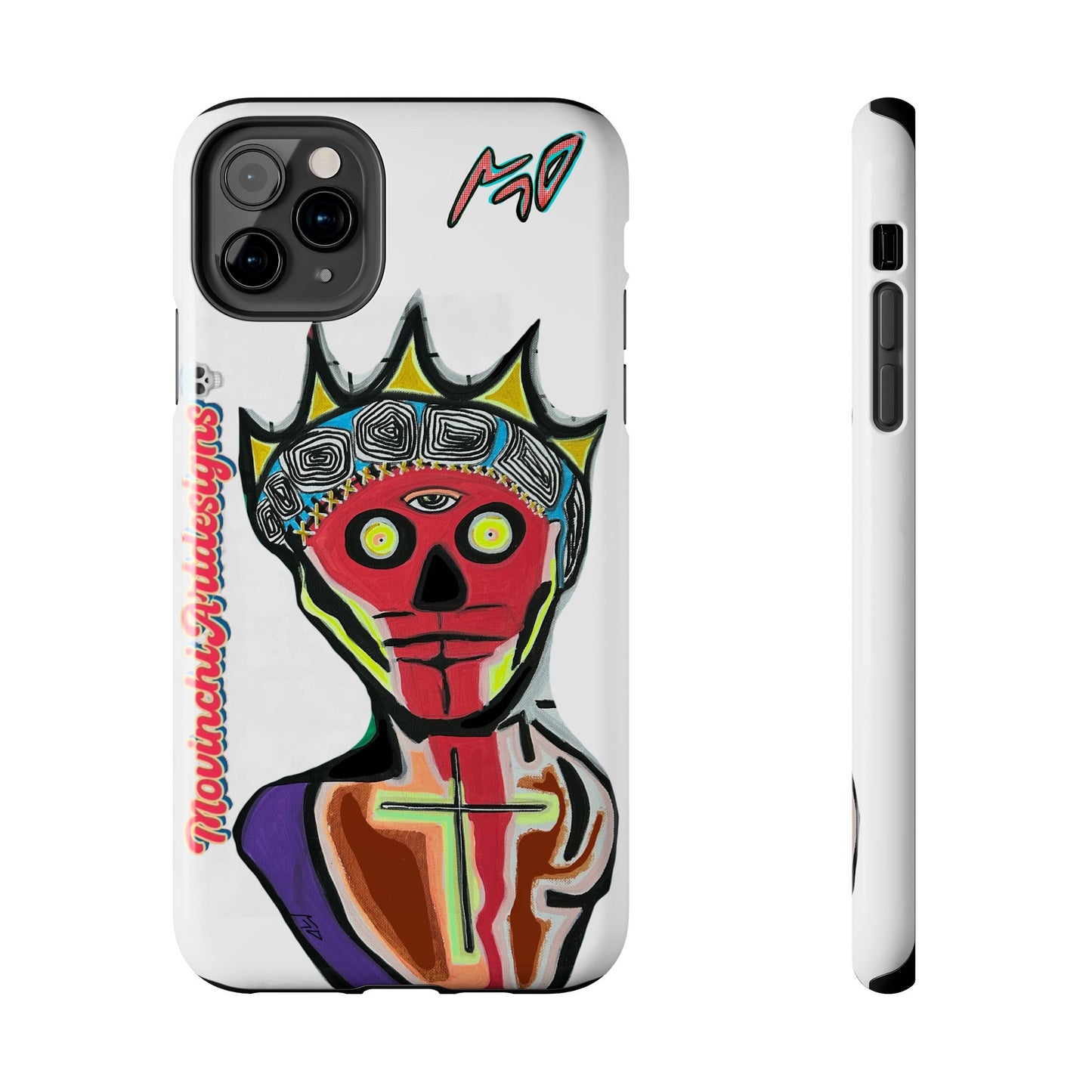 Artistic Crown KING GRAY  Skull Tough Phone Case — Colorful Abstract Guardian Design