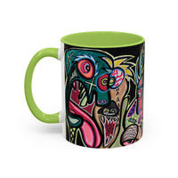 Abstract Neon DEPRESSION2.0   Monster Coffee Mug — Colorful Surreal Art Accent Mug (11/15oz)