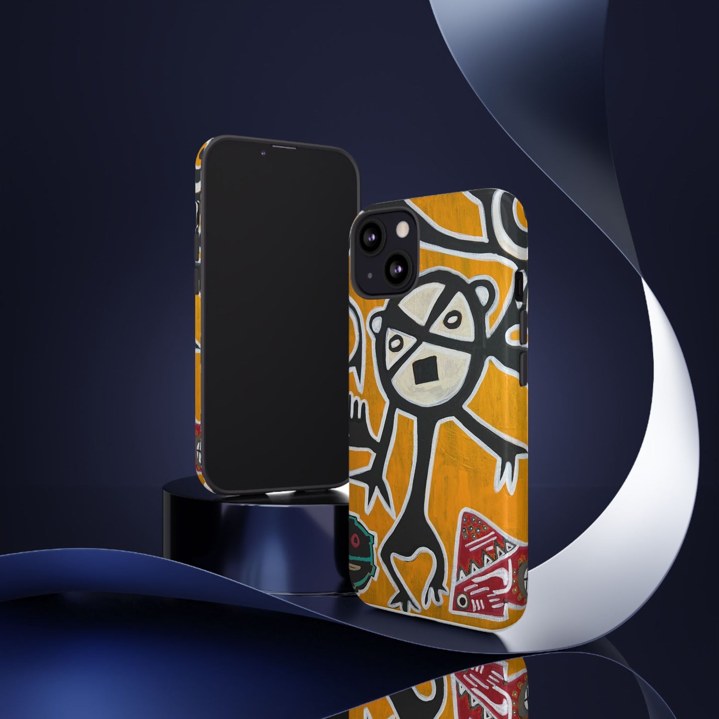 Abstract TAINO  Tribal Art Phone Case – Bold Orange Graphic Protective Cover