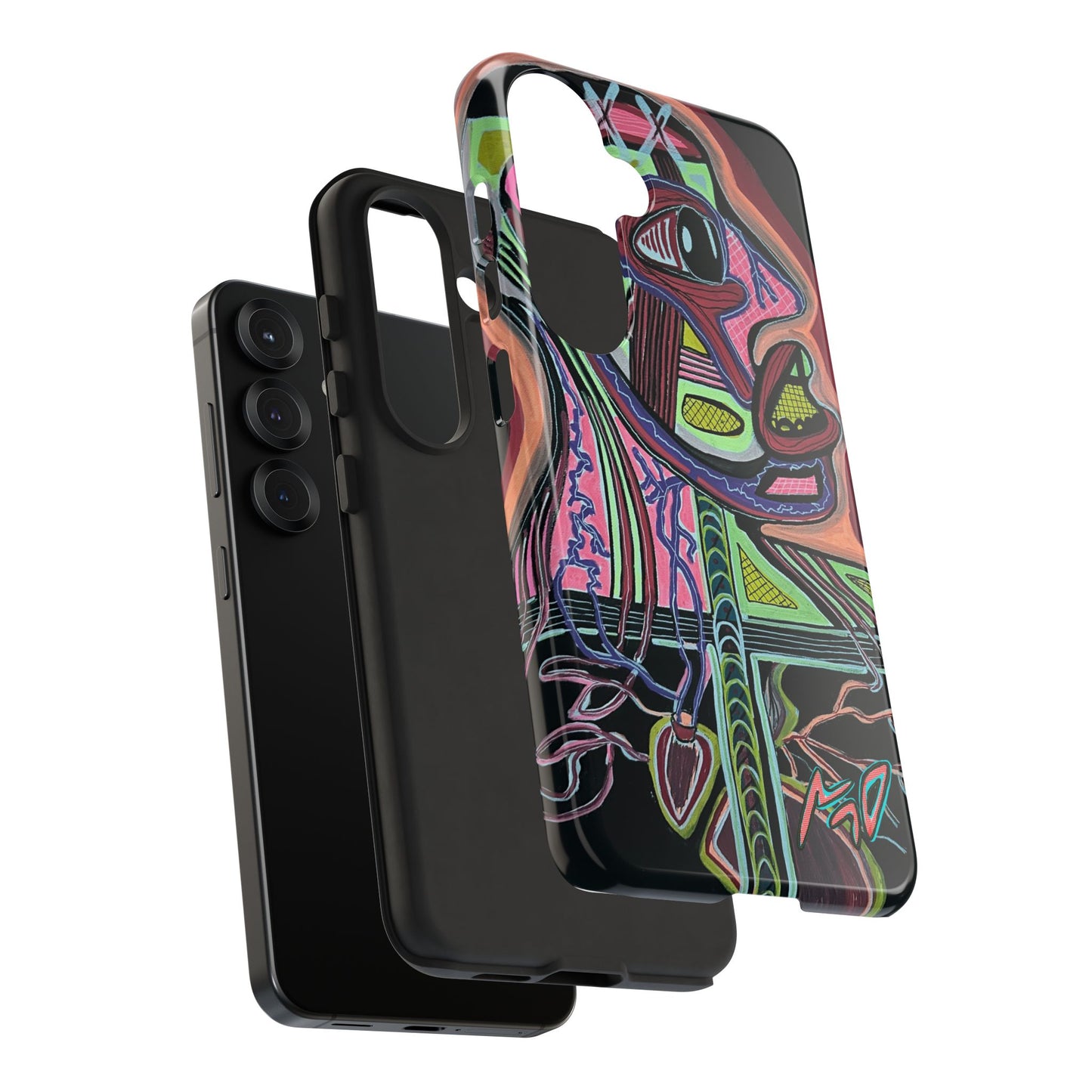HEART ATTACK Abstract Neon Face Tough Phone Case – Vibrant Art Phone Cover