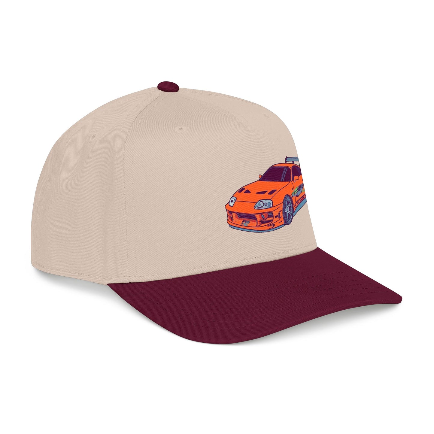2JZ.  Retro Orange Sports Car Baseball Cap — Vintage JDM Supra Snapback