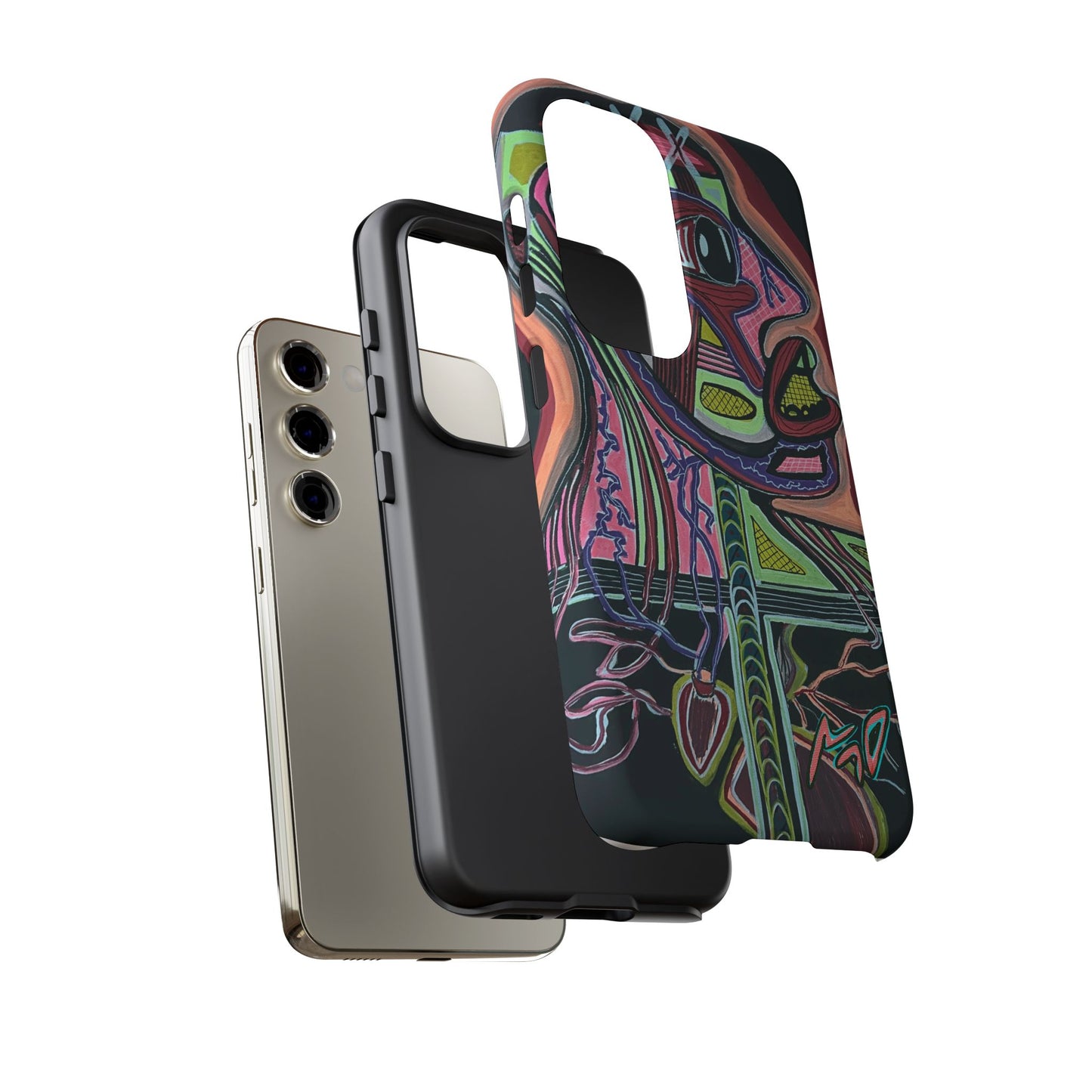 HEART ATTACK Abstract Neon Face Tough Phone Case – Vibrant Art Phone Cover