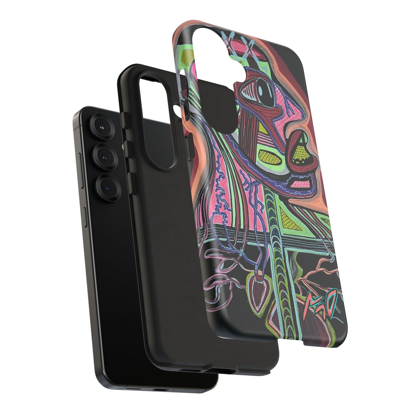 HEART ATTACK Abstract Neon Face Tough Phone Case – Vibrant Art Phone Cover