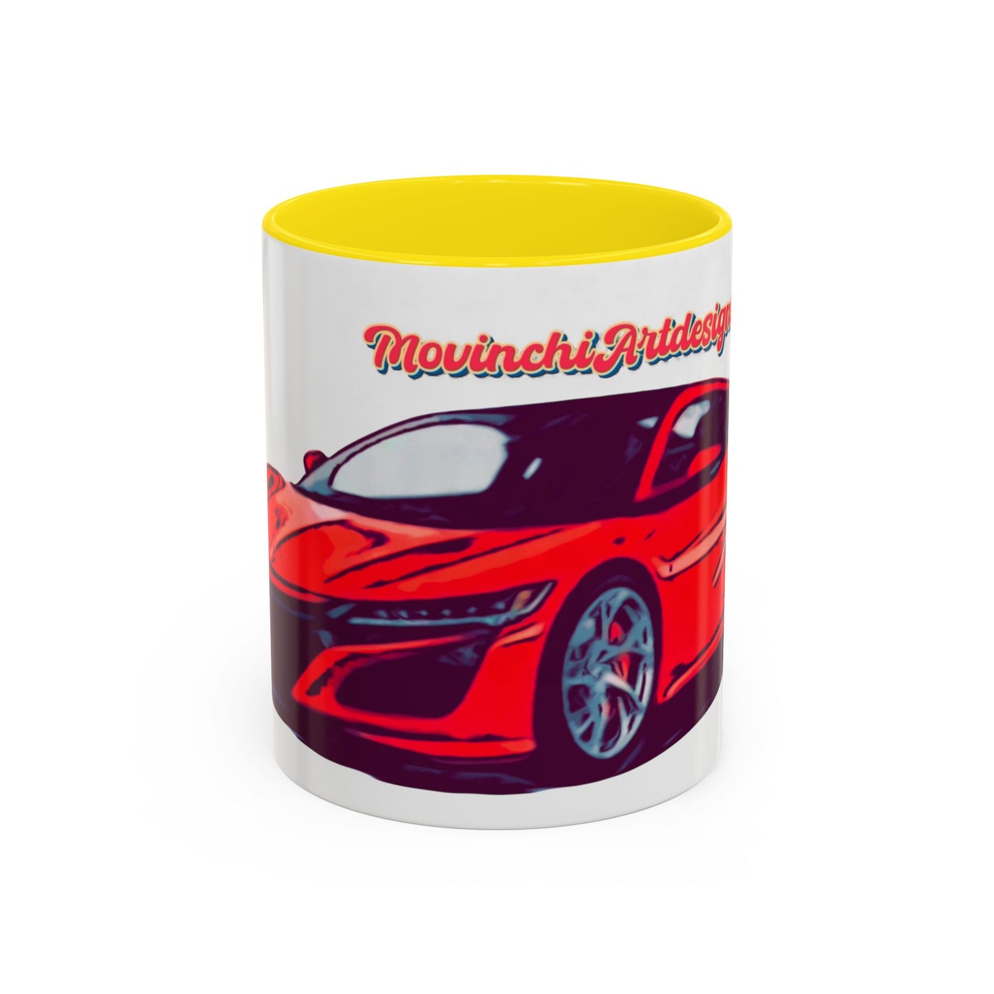 Red NSX Supercar Accent Coffee Mug — MovinchiArtDesigns Sports Car Graphic