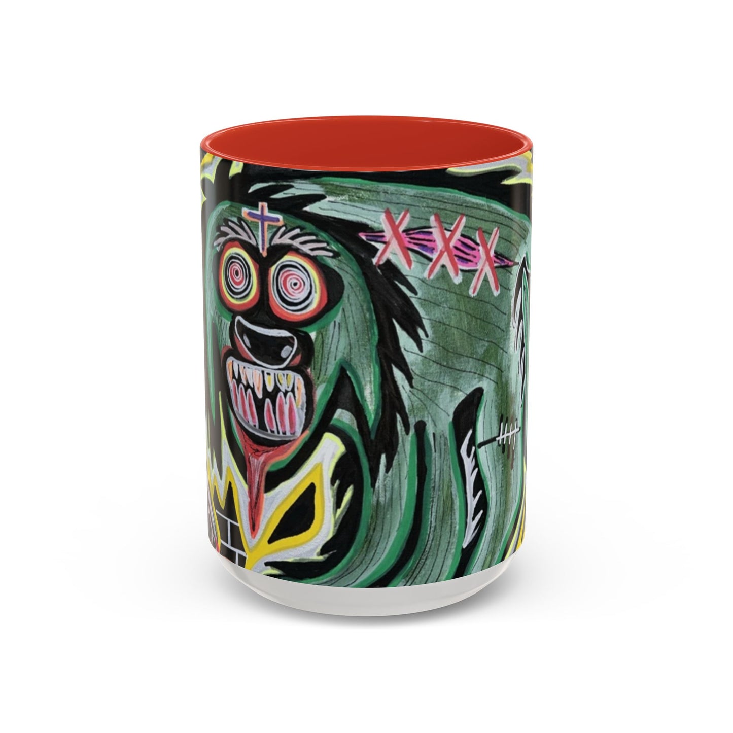 CHUPACABRAS.  Green Monster Art Coffee Mug — Spooky Neon Creature Accent Mug (11/15oz)