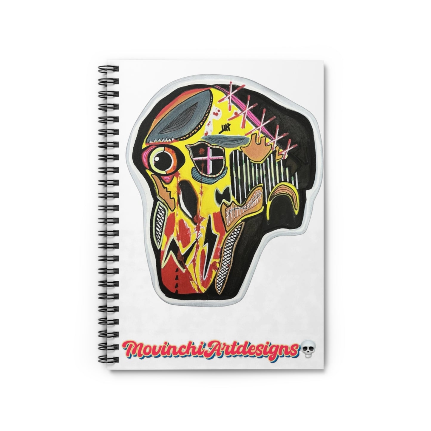 INFECTED Skull Art Spiral Notebook — Colorful Abstract Skull Design, Ruled Journal for Artists & Students