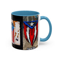 Puerto Rico Flag Coffee Mug — Rustic Street Art Accent Mug (11/15 oz)