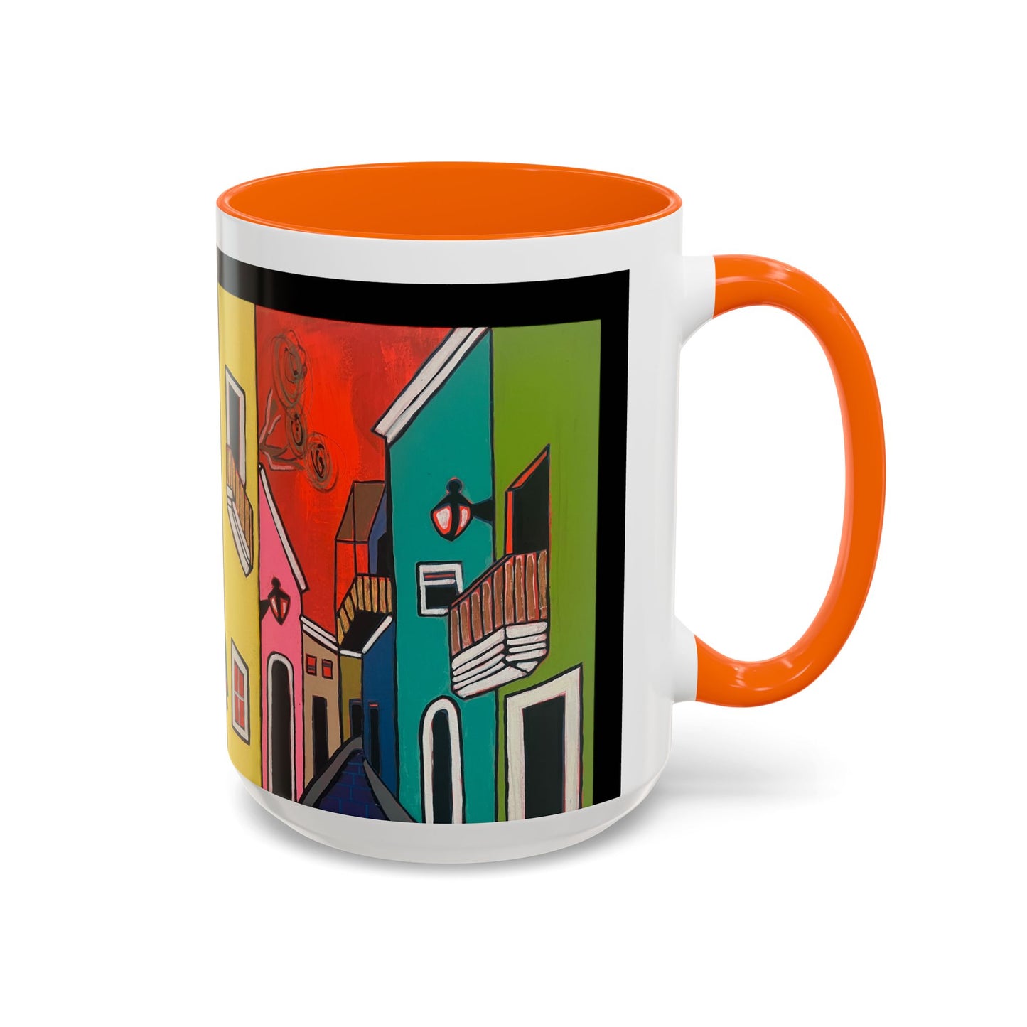 VIEJO SAN JUAN,  Colorful Cityscape Coffee Mug — Vibrant European Street Accent Mug