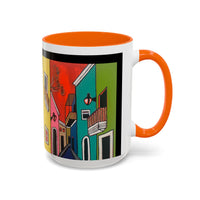 VIEJO SAN JUAN,  Colorful Cityscape Coffee Mug — Vibrant European Street Accent Mug