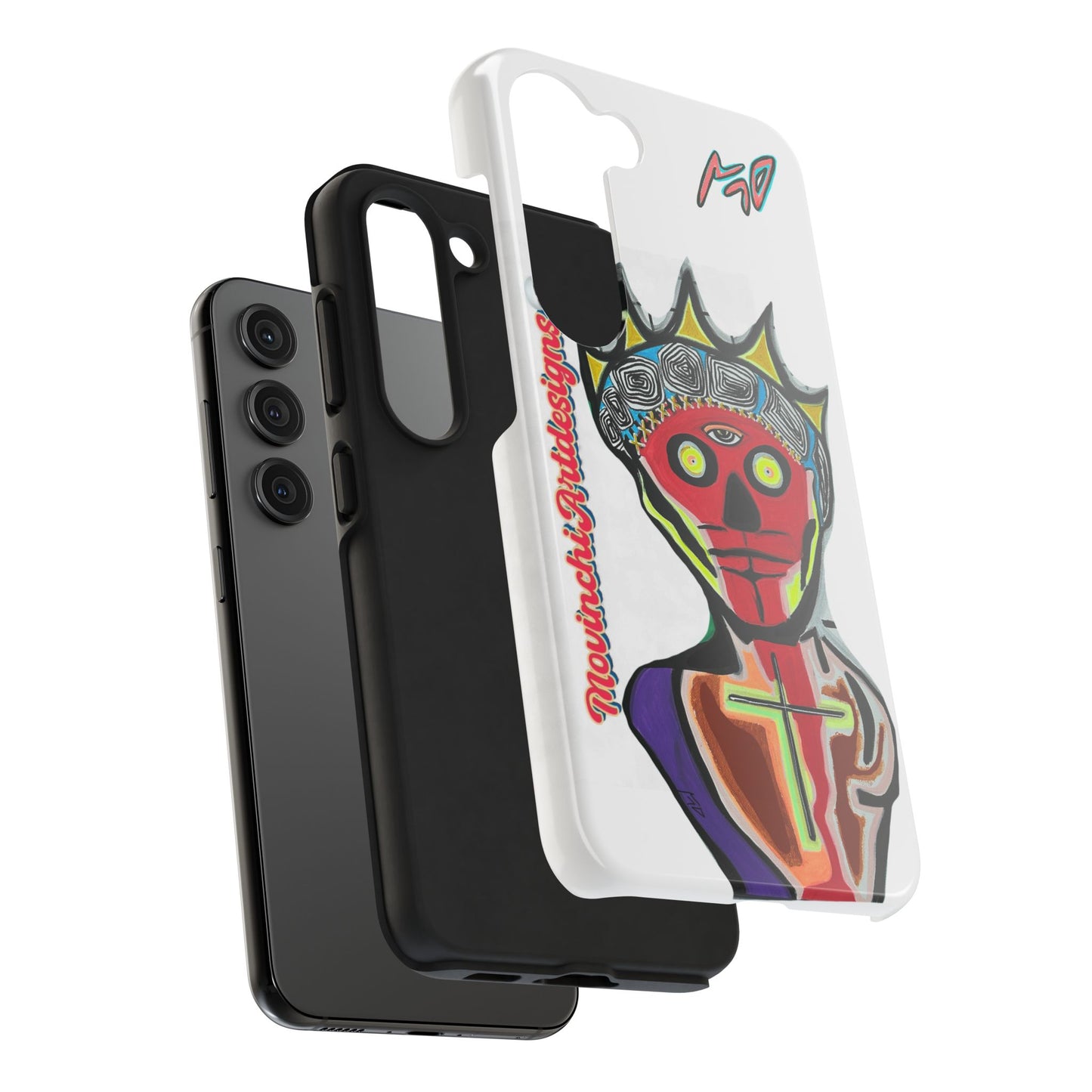 Artistic Crown KING GRAY  Skull Tough Phone Case — Colorful Abstract Guardian Design
