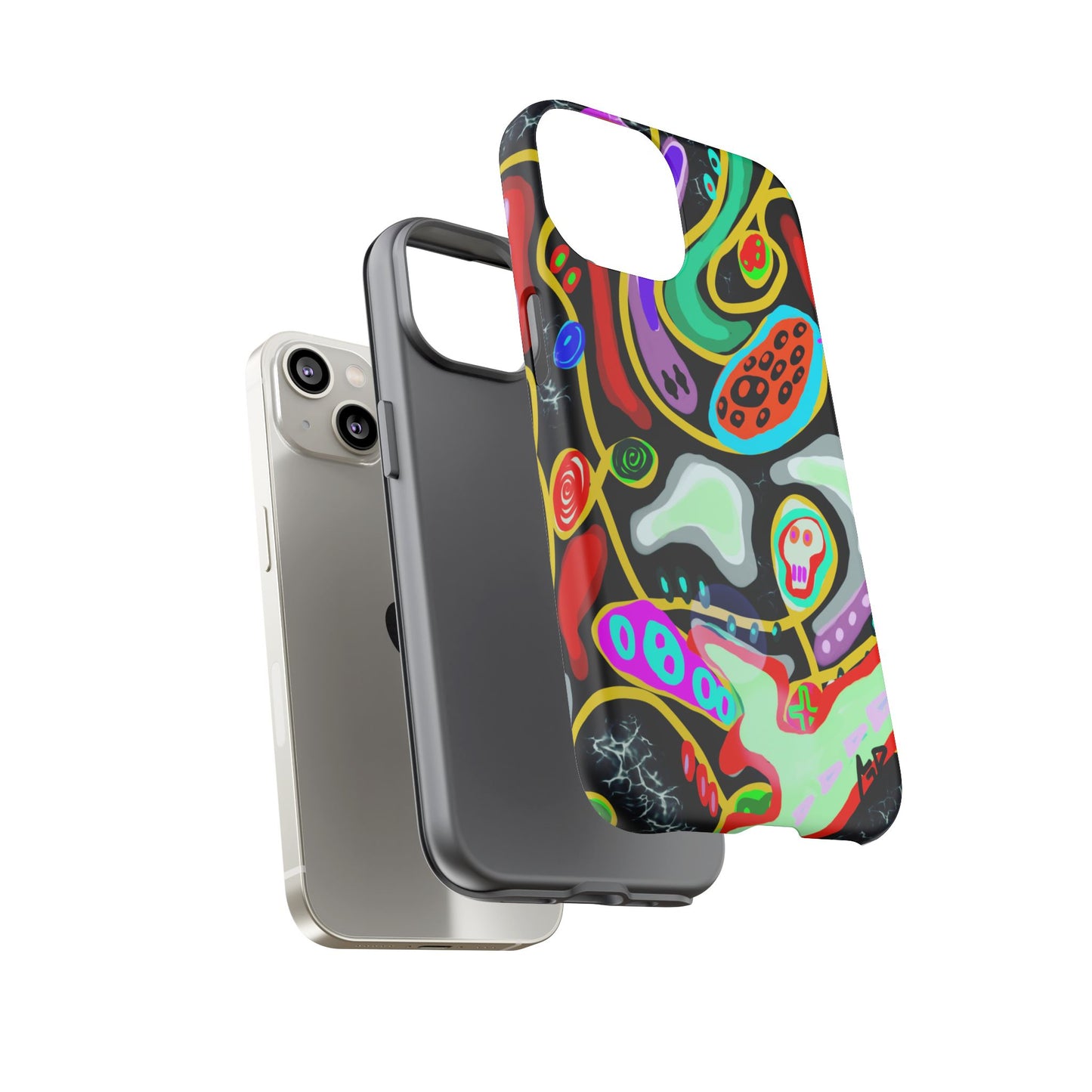 CRAZY4  Abstract Neon Skull Phone Case — Colorful Psychedelic Protective Cover