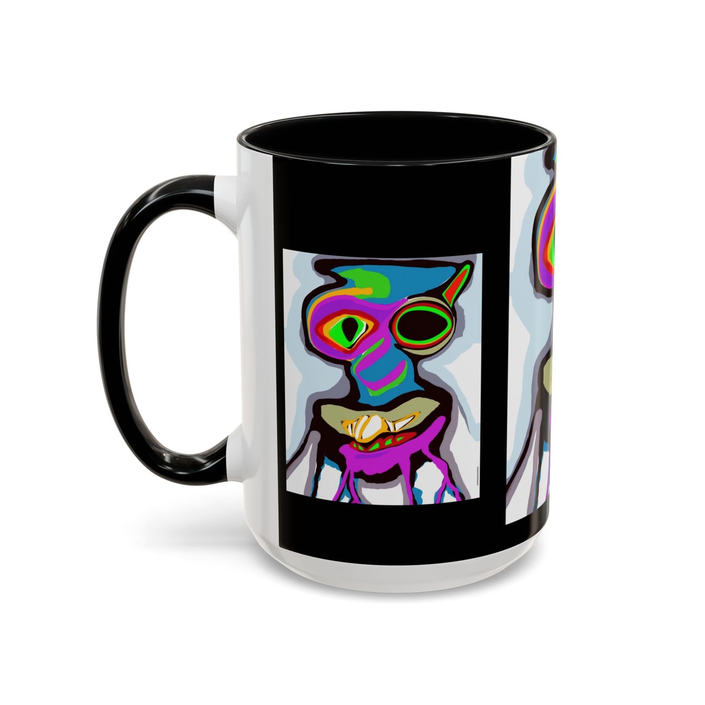 Abstract Alien Art Coffee Mug — Colorful Surreal Creature Accent Mug