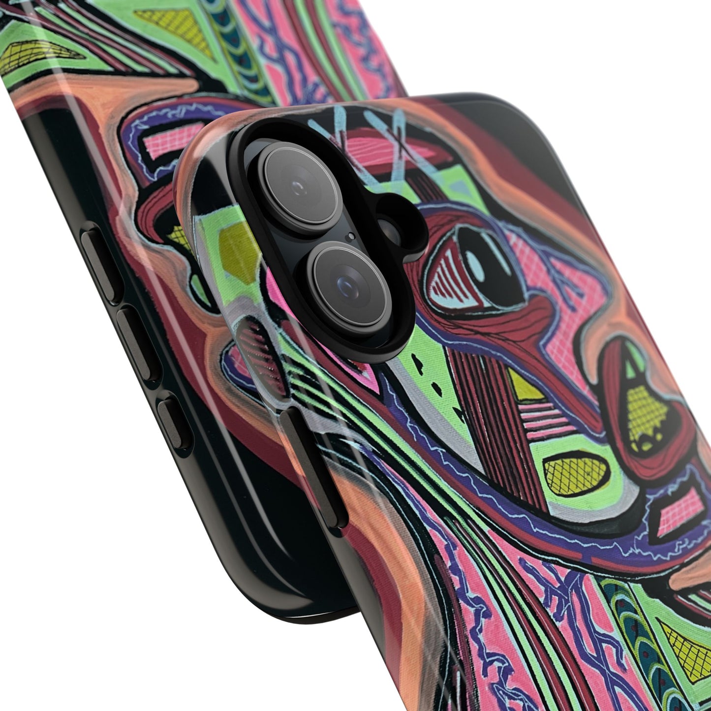 HEART ATTACK Abstract Neon Face Tough Phone Case – Vibrant Art Phone Cover