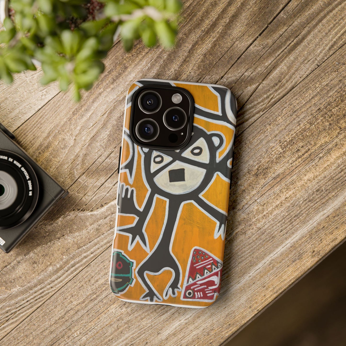 Abstract TAINO  Tribal Art Phone Case – Bold Orange Graphic Protective Cover