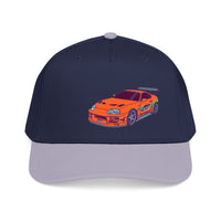 2JZ.  Retro Orange Sports Car Baseball Cap — Vintage JDM Supra Snapback