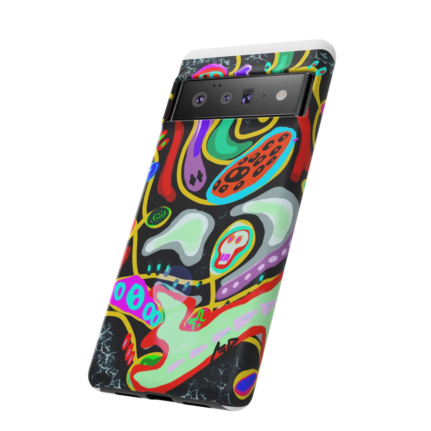 CRAZY4  Abstract Neon Skull Phone Case — Colorful Psychedelic Protective Cover