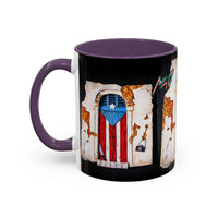 Puerto Rico Flag Door Accent Coffee Mug — Vintage Rustic Boricua Pride (11/15oz)