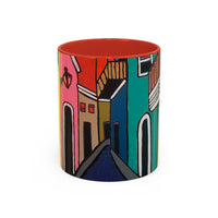 SAN SEBASTIAN2.0 Colorful Canal Houses Accent Coffee Mug — Bright European Street Art Ceramic Mug (11/15oz)