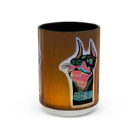 Colorful Doberman Accent Coffee Mug — Vibrant Dog Portrait Ceramic Mug (11/15oz)