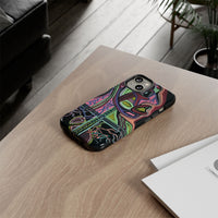 HEART ATTACK Abstract Neon Face Tough Phone Case – Vibrant Art Phone Cover