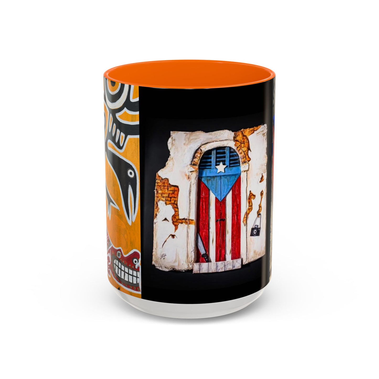 Puerto Rico Flag Coffee Mug — Rustic Street Art Accent Mug (11/15 oz)