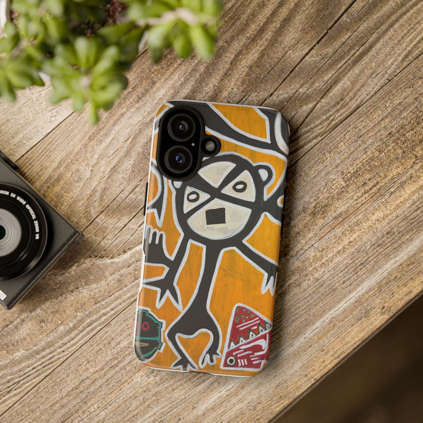 Abstract TAINO  Tribal Art Phone Case – Bold Orange Graphic Protective Cover