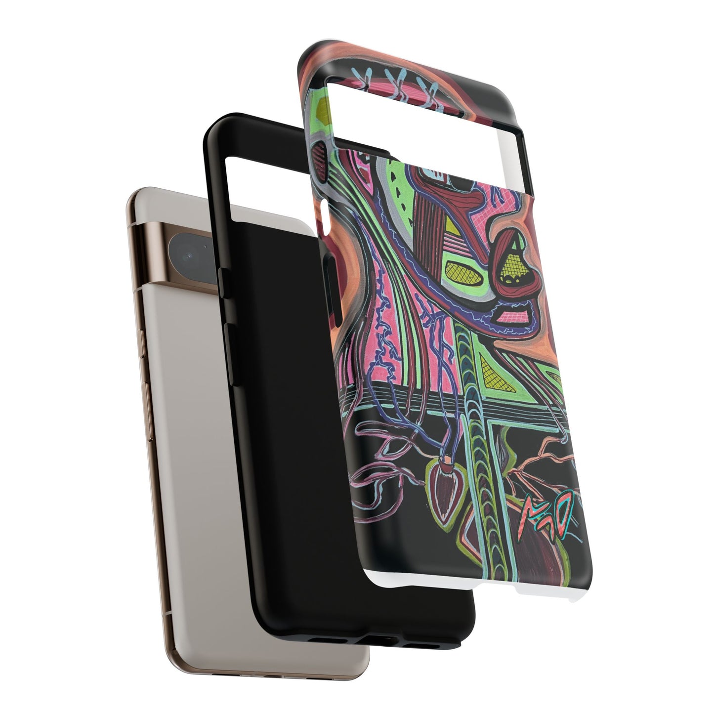 HEART ATTACK Abstract Neon Face Tough Phone Case – Vibrant Art Phone Cover