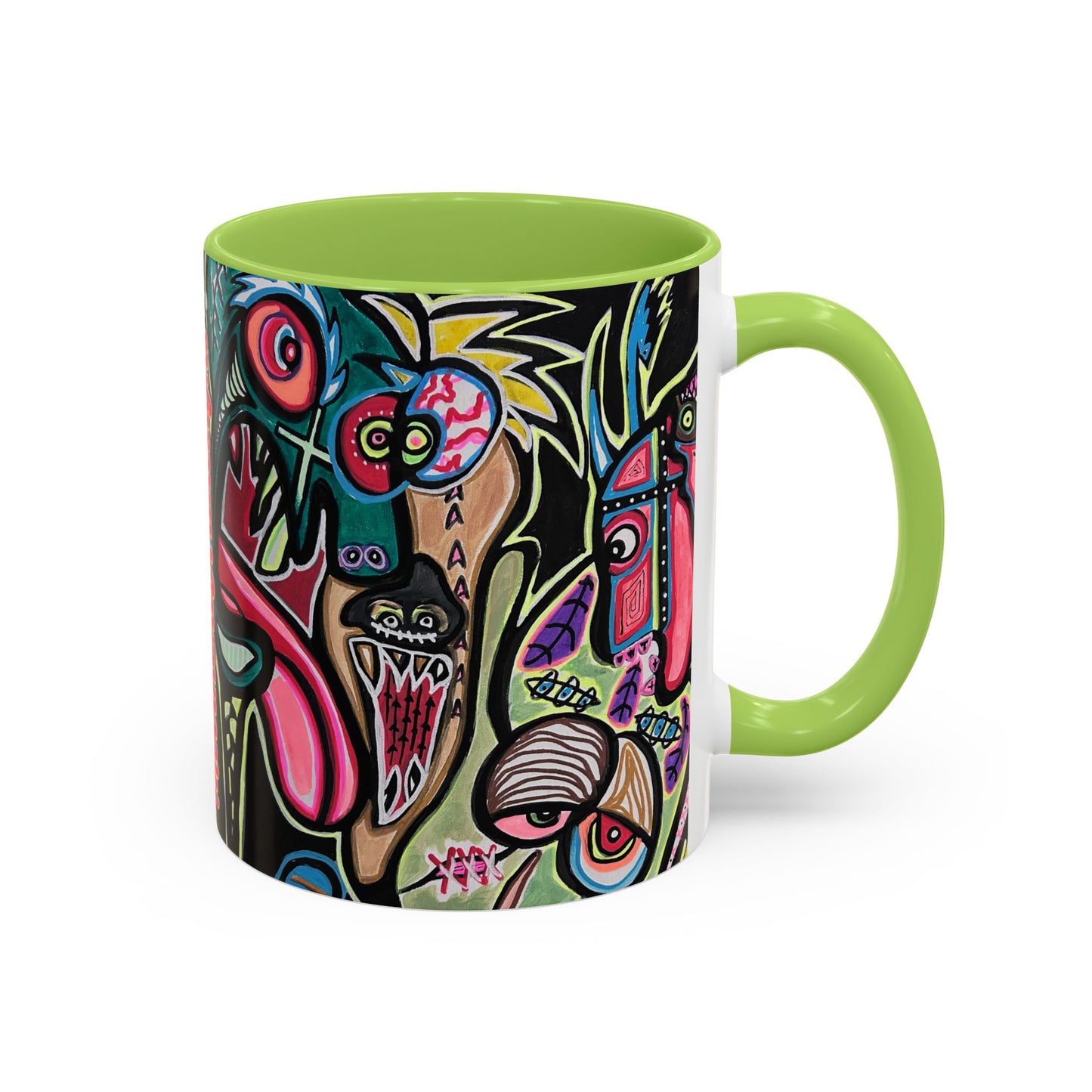 Abstract Neon DEPRESSION2.0   Monster Coffee Mug — Colorful Surreal Art Accent Mug (11/15oz)