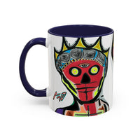 INFECTED KING.  Skull Pop Art Coffee Mug — Colorful Day of the Dead Accent Mug