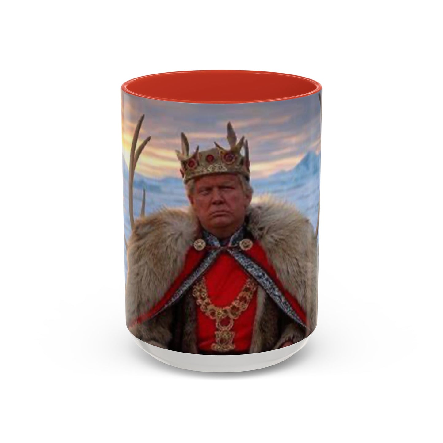 KING OF THE WORLD Royal Portrait Accent Coffee Mug – King in Fur Coat Design (11/15oz)