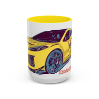 ZR1 Lover Coffee Mug — Yellow Sports Car & Boston Terrier Accent Mug (11/15 oz)