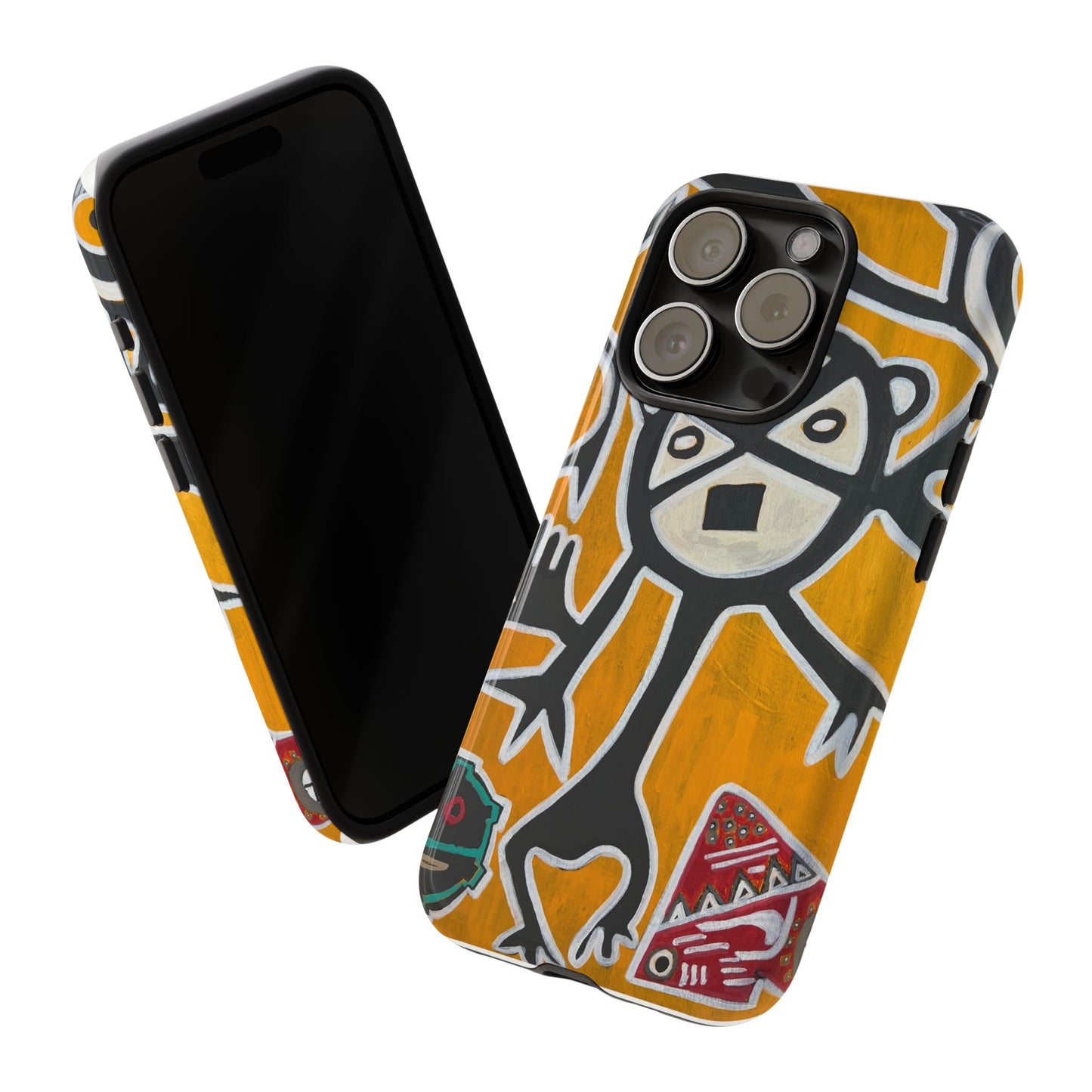 Abstract TAINO  Tribal Art Phone Case – Bold Orange Graphic Protective Cover