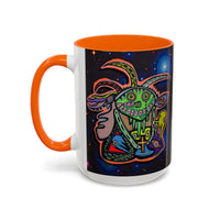 Psychedelic RYDER2.0   Space Goat Accent Coffee Mug — Colorful Cosmic Animal Art (11/15oz)