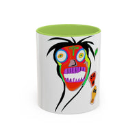 Colorful Tribal Mask Coffee Mug — Vibrant Skull Art Accent Mug (11/15oz)