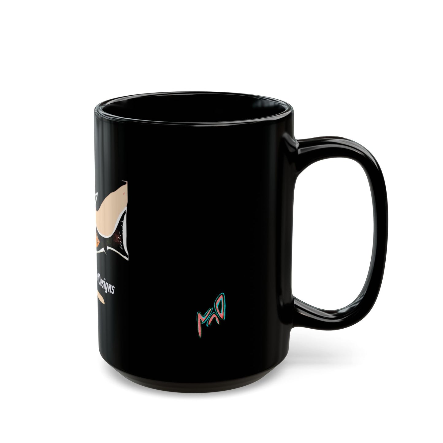 Art Whale Black Ceramic Mug — MovinchiArtDesigns Logo Coffee Cup (11oz & 15oz)