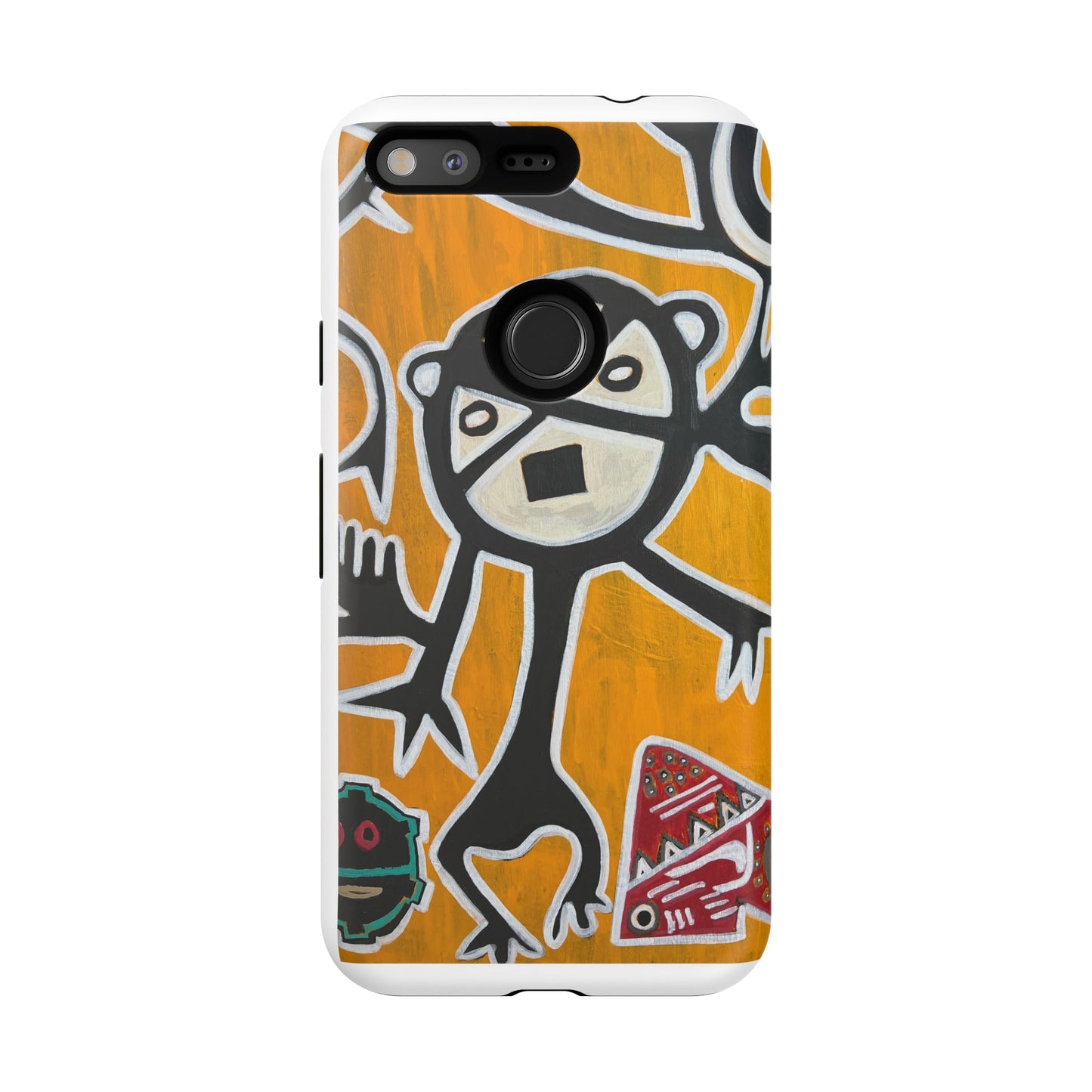 Abstract TAINO  Tribal Art Phone Case – Bold Orange Graphic Protective Cover