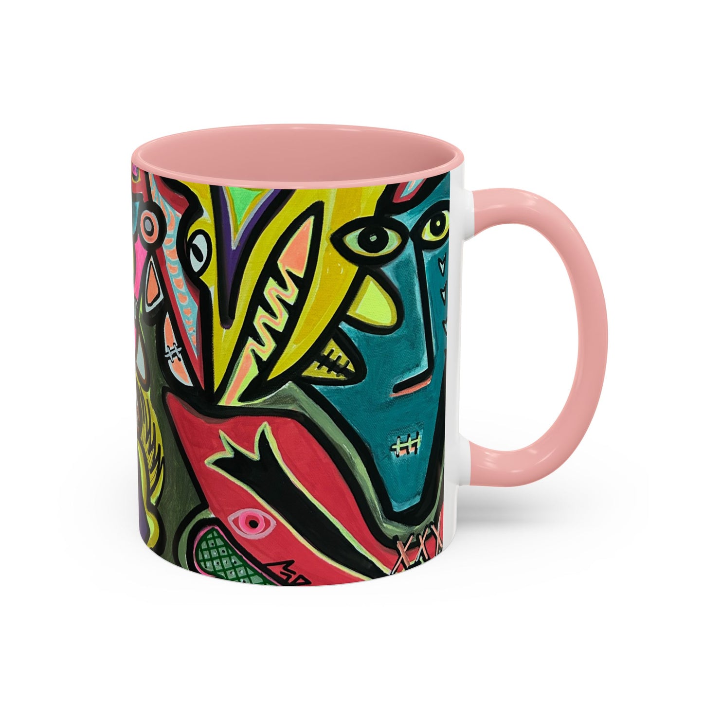 AbstractCONCERT.   Pop Art Coffee Mug — Colorful Faces Accent Mug (11/15 oz)