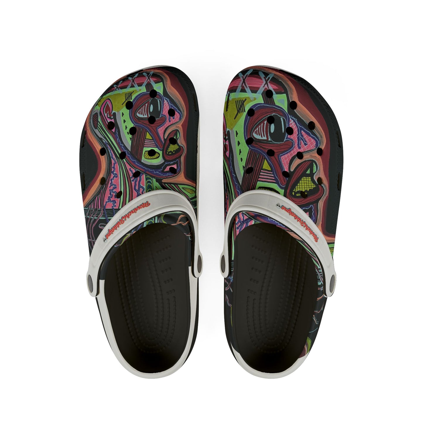 HEART ATTACK  Abstract Neon Clog Shoes – Colorful Psychedelic EVA Foam Clogs
