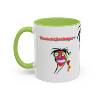 Skullface Accent Coffee Mug — Colorful Day of the Dead Pop Art (11/15oz)