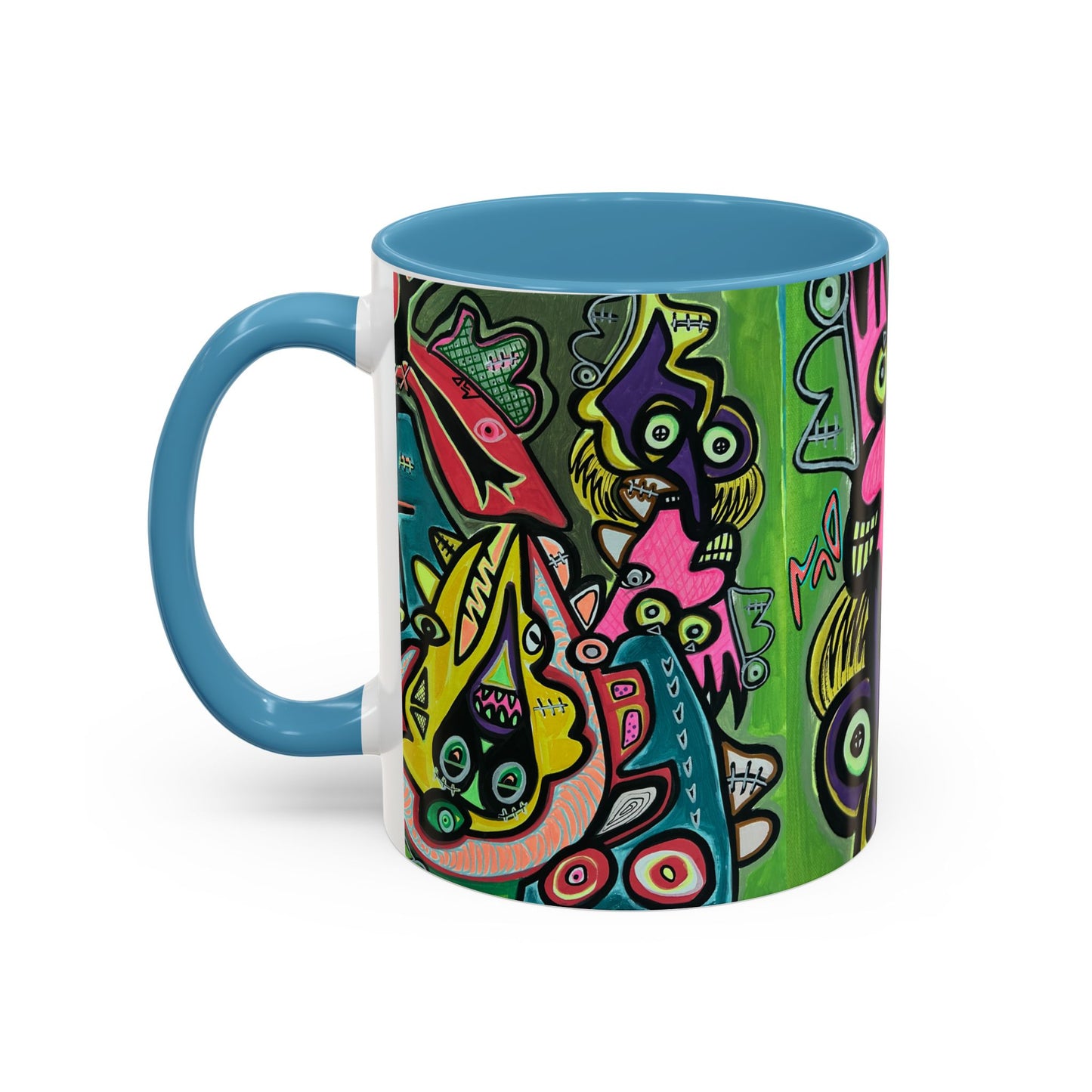 AbstractCONCERT.   Pop Art Coffee Mug — Colorful Faces Accent Mug (11/15 oz)