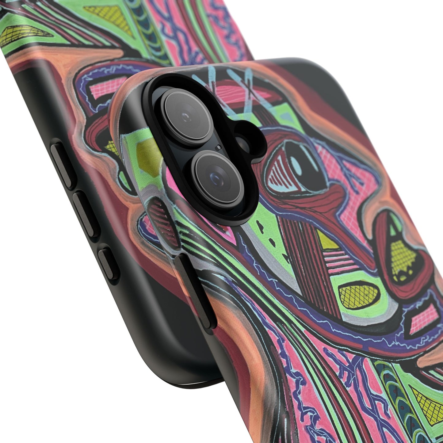 HEART ATTACK Abstract Neon Face Tough Phone Case – Vibrant Art Phone Cover
