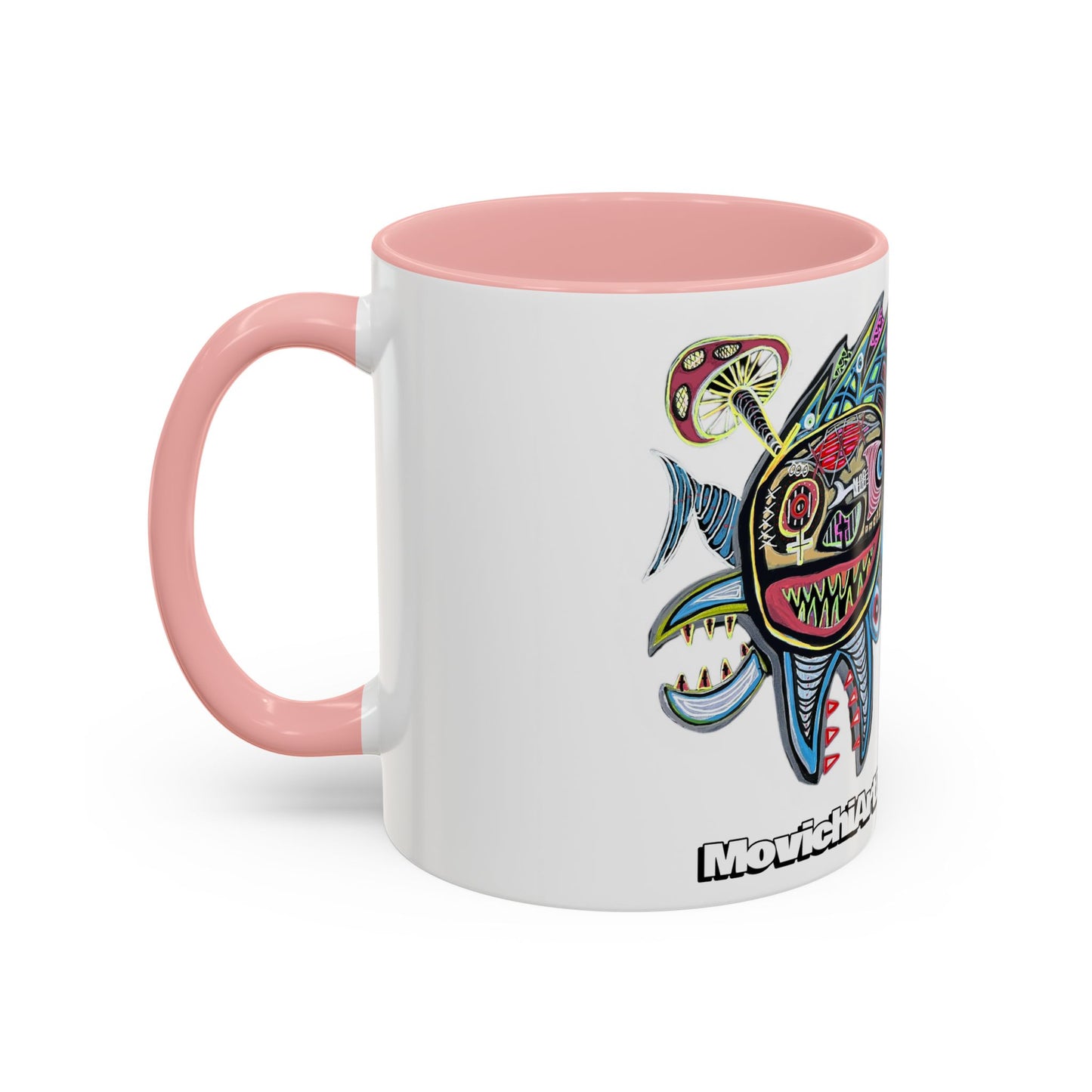 Colorful Shark Attack  Fish Accent Coffee Mug — Bold Nautical Art 11/15oz