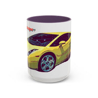 GALLARDO.  Sports Car Coffee Mug — Yellow Supercar Accent Mug (11/15oz)