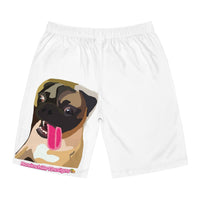 Pug Pop Art Board Shorts — Men's Graphic Swim Trunks with Colorful Pug Design