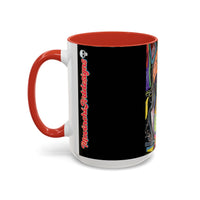 Colorful Neon OVERTHINKING  Skull Coffee Mug — Vibrant Abstract Day of the Dead Accent Mug