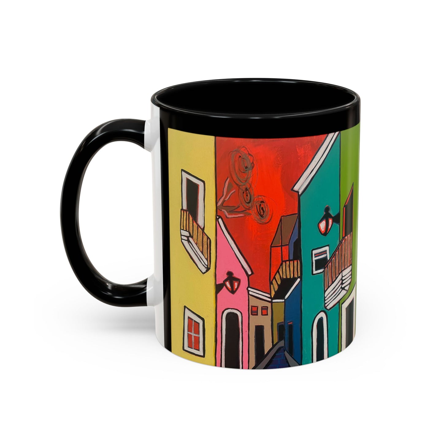 VIEJO SAN JUAN,  Colorful Cityscape Coffee Mug — Vibrant European Street Accent Mug