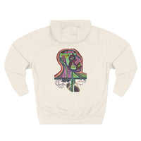 HEART ATTACK  Abstract Psyche Hoodie — Colorful Three-Panel Back Art Fleece Hoodie