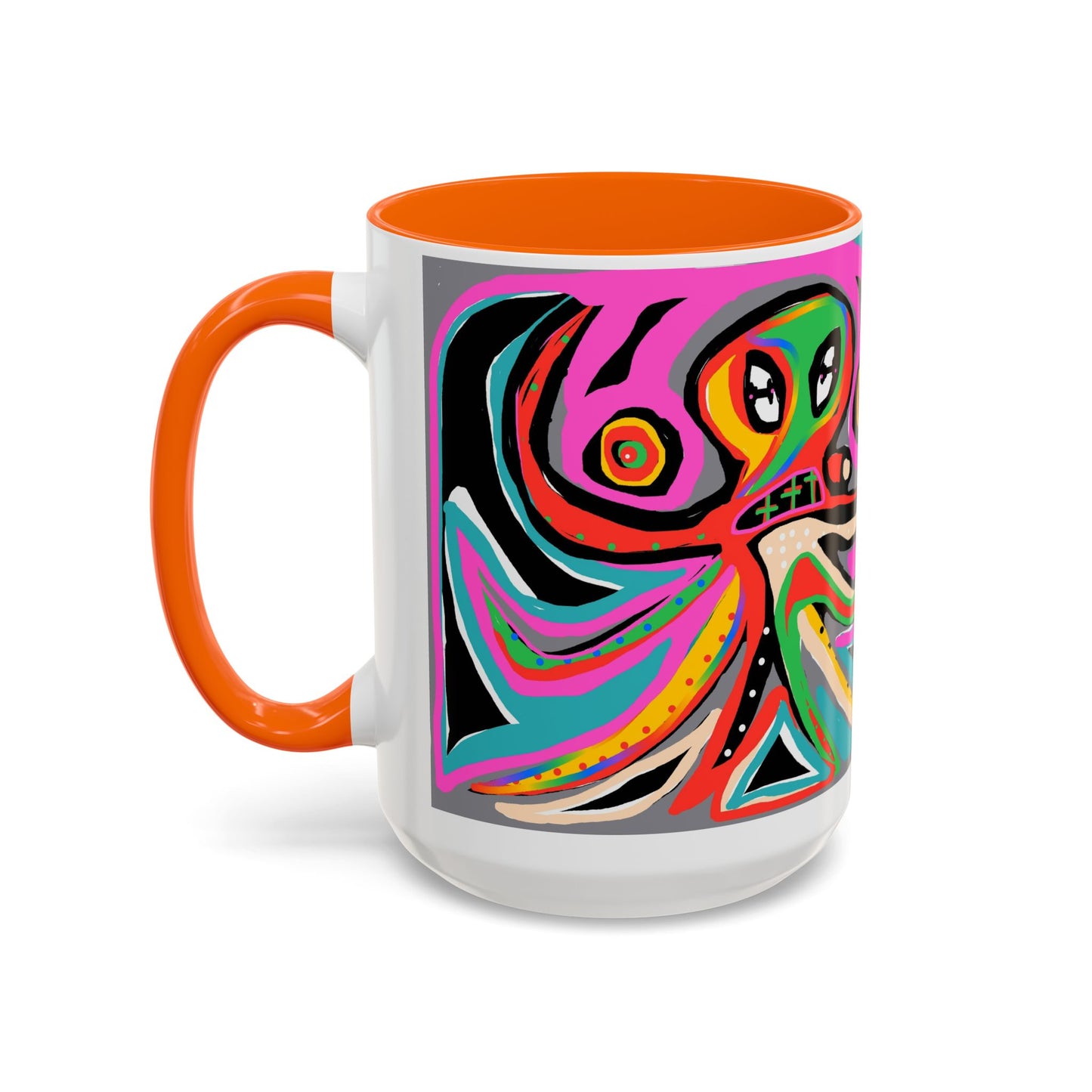 Abstract Neon octopussy Coffee Mug — Colorful Pop Art Accent Mug (11/15oz)